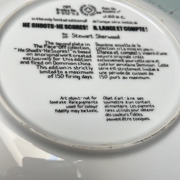 Stewart Sherwood “He Shoots-He Scores” Hockey Collector Plate The Face-off 2nd - Picture 4 of 5